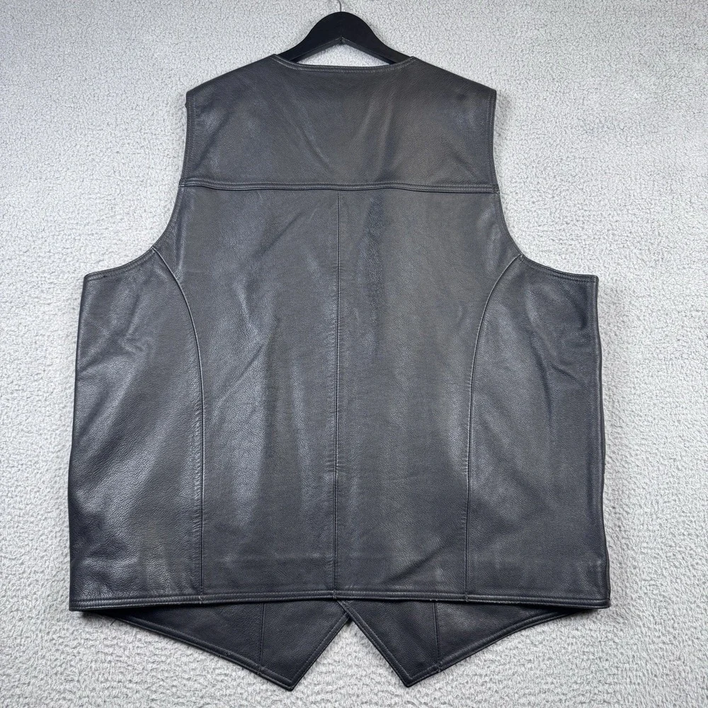 Coronado Leather Vest Mens Size 56 Black Conceal Carry Classic Lapel Snap Biker